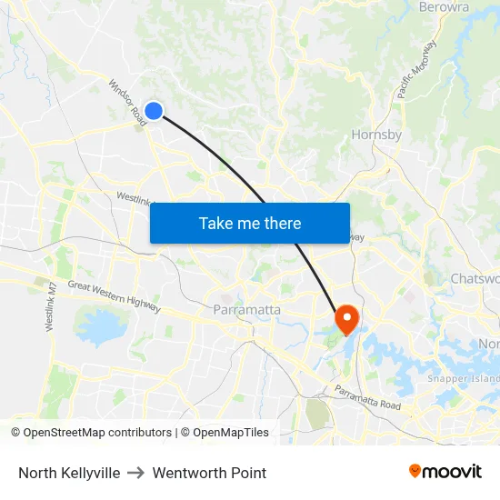 North Kellyville to Wentworth Point map