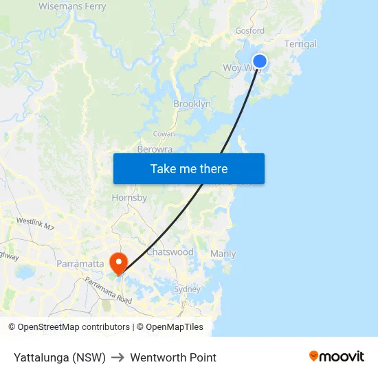 Yattalunga (NSW) to Wentworth Point map