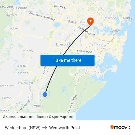 Wedderburn (NSW) to Wentworth Point map
