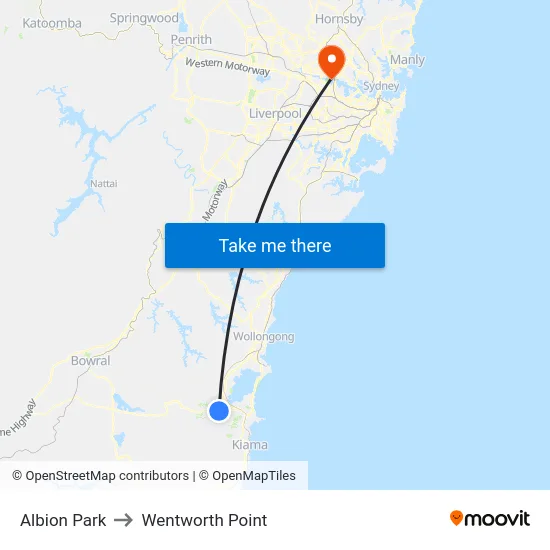 Albion Park to Wentworth Point map