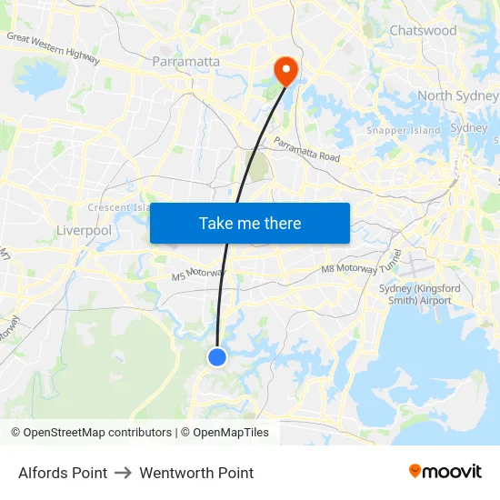 Alfords Point to Wentworth Point map
