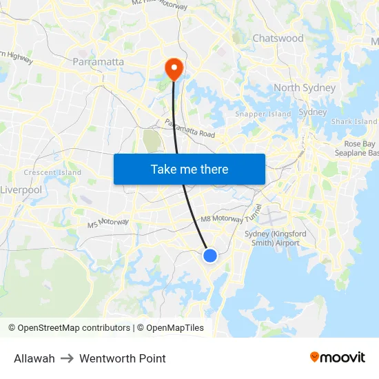 Allawah to Wentworth Point map