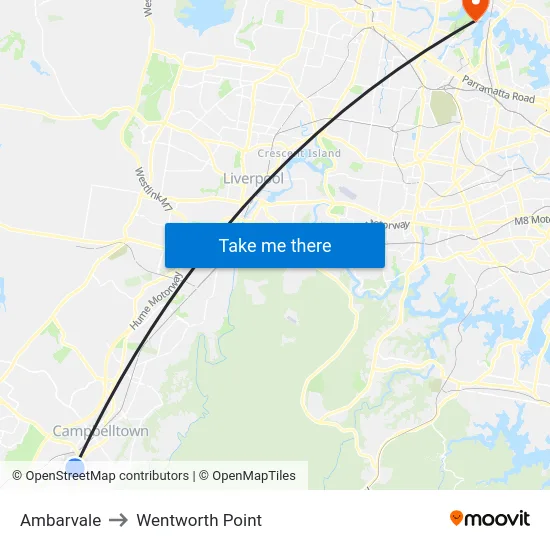 Ambarvale to Wentworth Point map