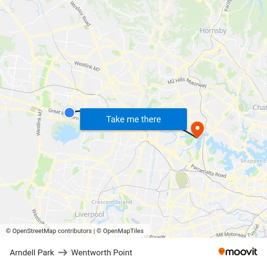 Arndell Park to Wentworth Point map