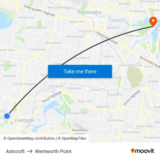 Ashcroft to Wentworth Point map