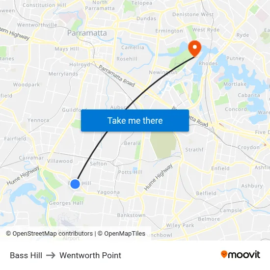 Bass Hill to Wentworth Point map