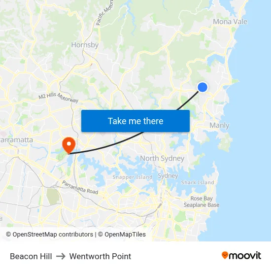 Beacon Hill to Wentworth Point map