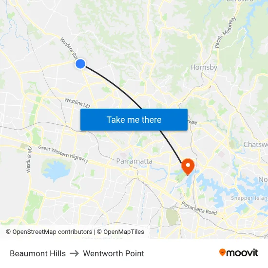 Beaumont Hills to Wentworth Point map