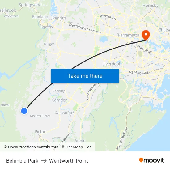 Belimbla Park to Wentworth Point map