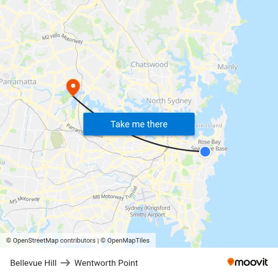 Bellevue Hill to Wentworth Point map