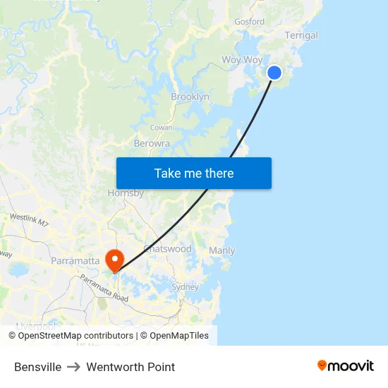 Bensville to Wentworth Point map