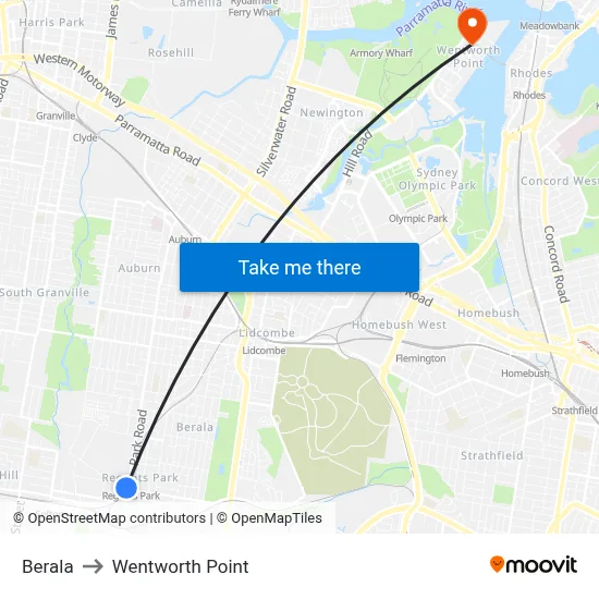 Berala to Wentworth Point map