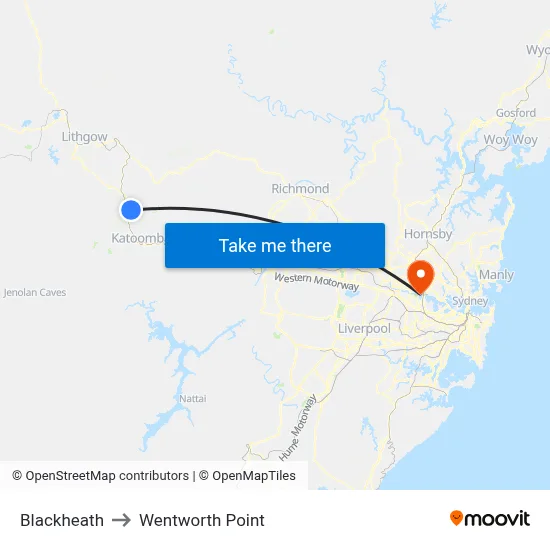 Blackheath to Wentworth Point map