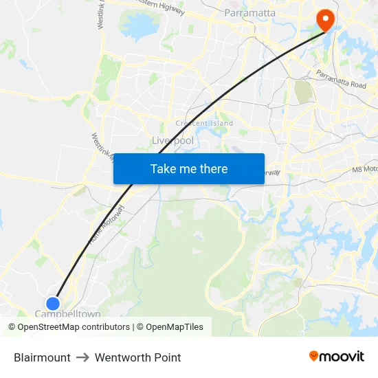 Blairmount to Wentworth Point map
