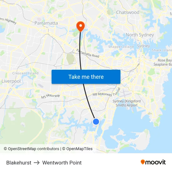 Blakehurst to Wentworth Point map