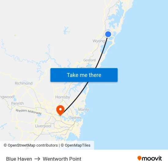 Blue Haven to Wentworth Point map