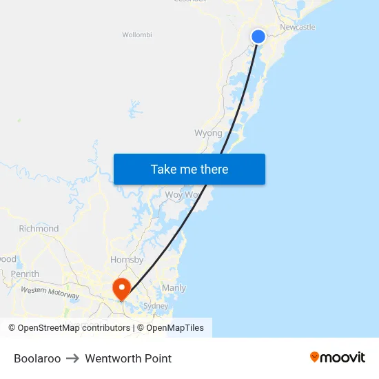 Boolaroo to Wentworth Point map