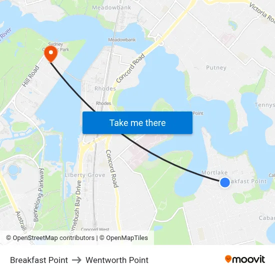 Breakfast Point to Wentworth Point map