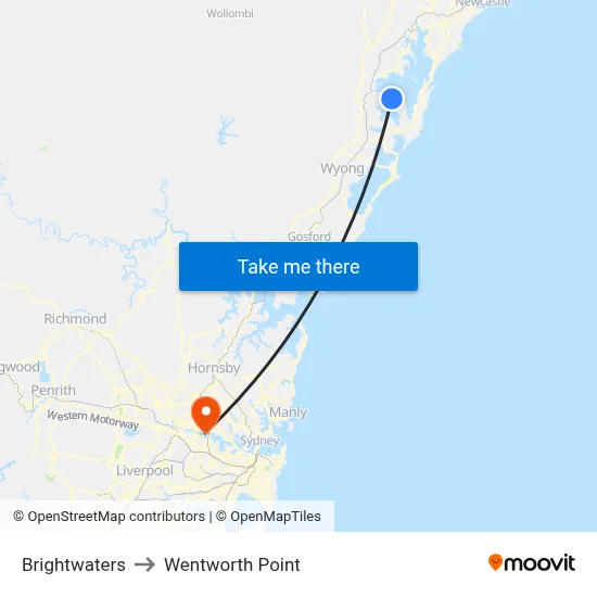 Brightwaters to Wentworth Point map