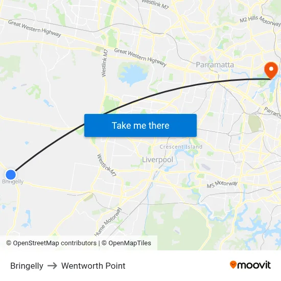 Bringelly to Wentworth Point map