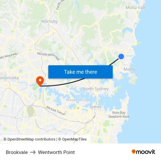 Brookvale to Wentworth Point map