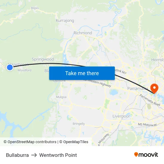 Bullaburra to Wentworth Point map