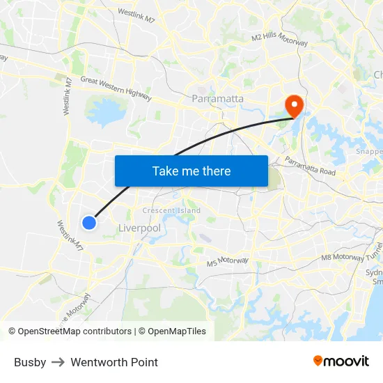 Busby to Wentworth Point map