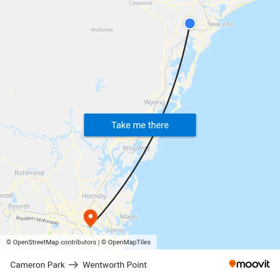 Cameron Park to Wentworth Point map