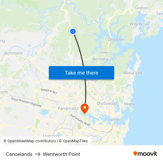 Canoelands to Wentworth Point map