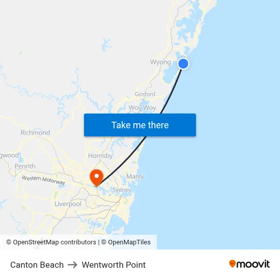 Canton Beach to Wentworth Point map