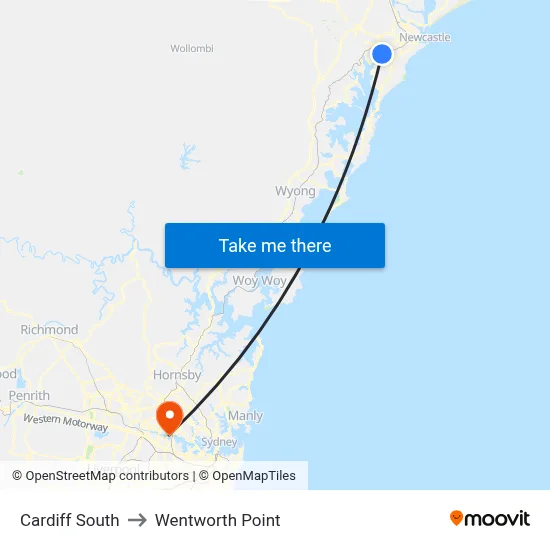 Cardiff South to Wentworth Point map