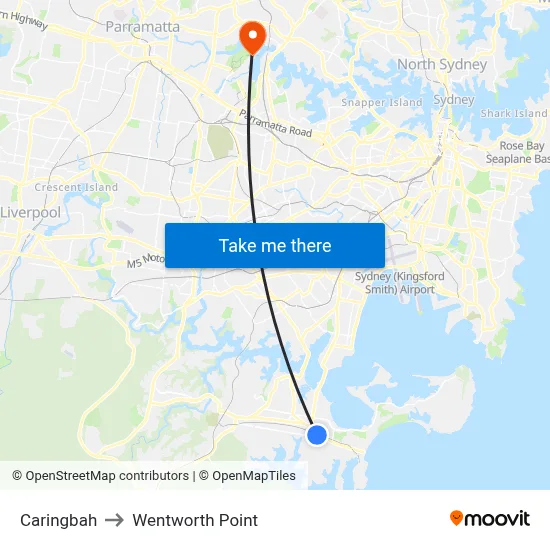 Caringbah to Wentworth Point map