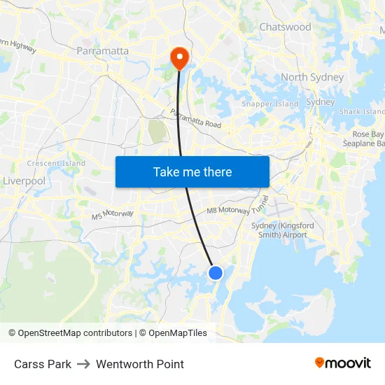 Carss Park to Wentworth Point map