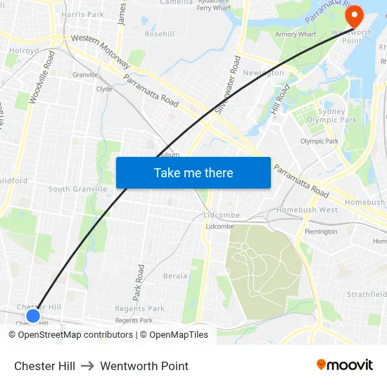 Chester Hill to Wentworth Point map