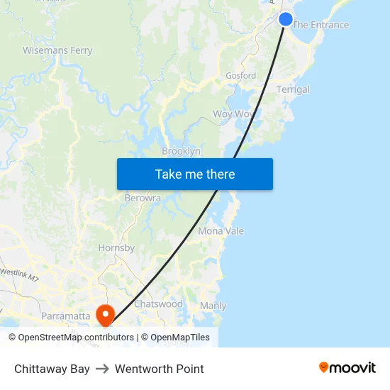 Chittaway Bay to Wentworth Point map