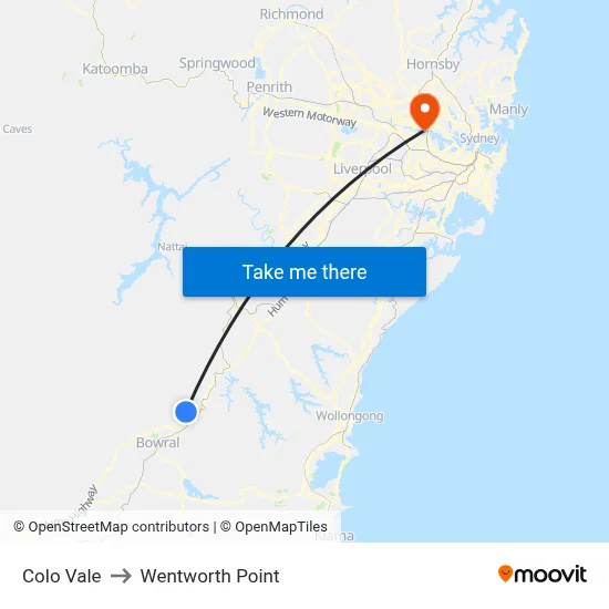 Colo Vale to Wentworth Point map