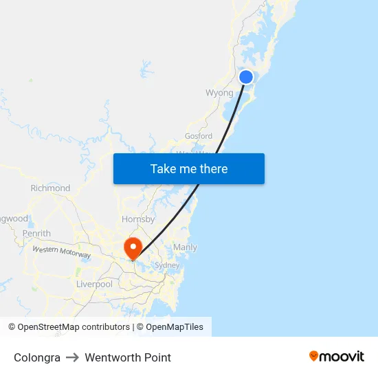 Colongra to Wentworth Point map