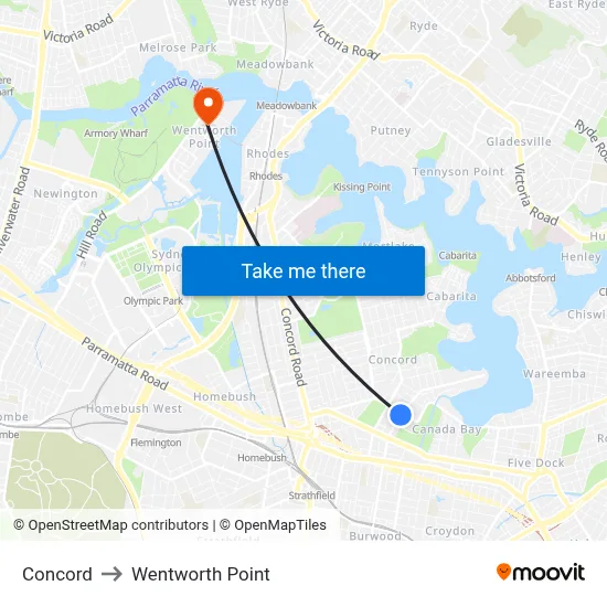 Concord to Wentworth Point map