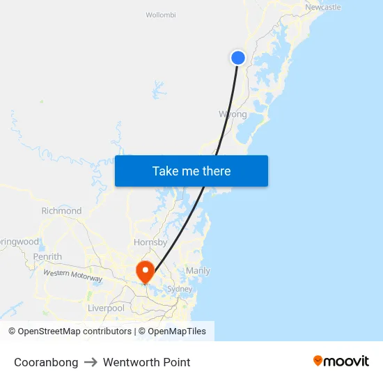 Cooranbong to Wentworth Point map