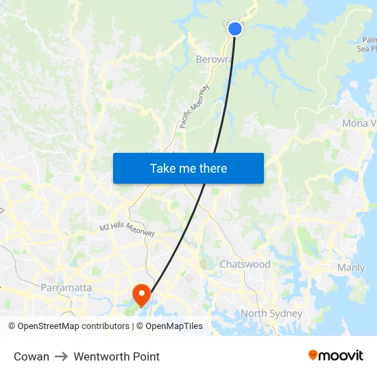 Cowan to Wentworth Point map