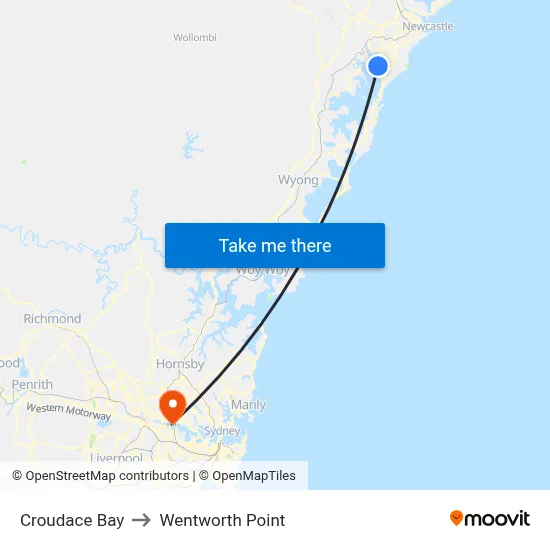Croudace Bay to Wentworth Point map