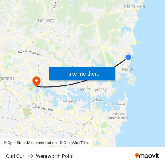 Curl Curl to Wentworth Point map