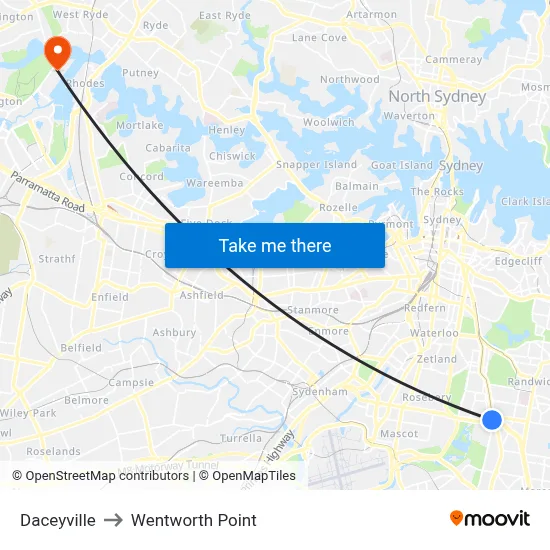 Daceyville to Wentworth Point map
