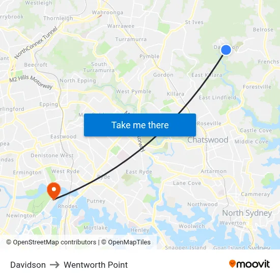 Davidson to Wentworth Point map