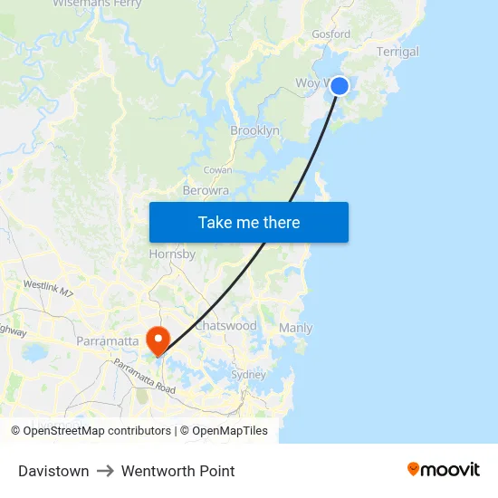 Davistown to Wentworth Point map