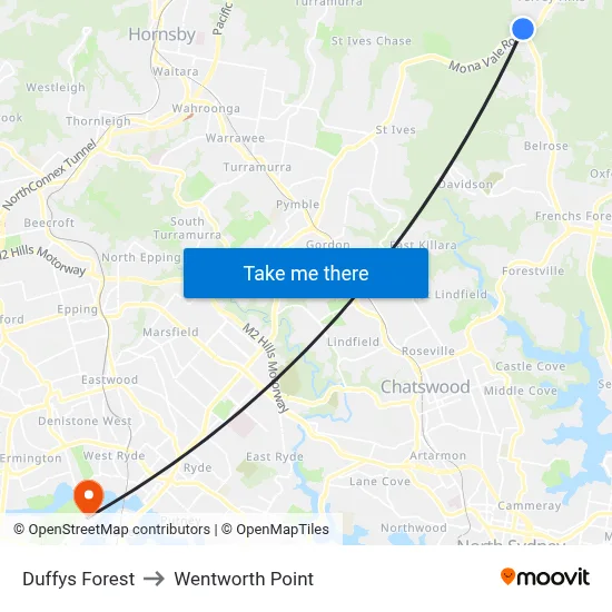 Duffys Forest to Wentworth Point map