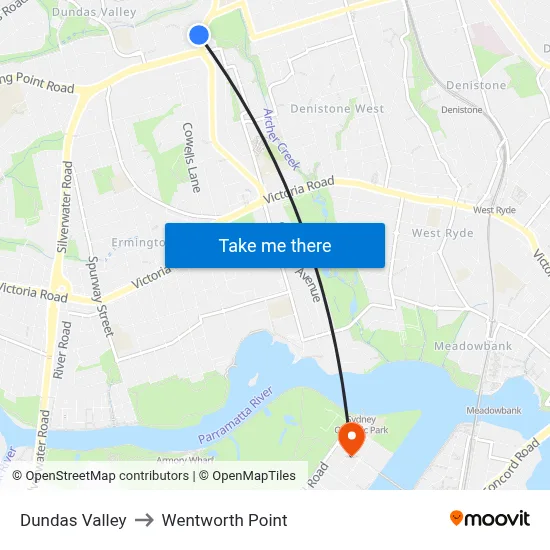 Dundas Valley to Wentworth Point map