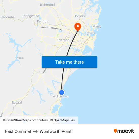 East Corrimal to Wentworth Point map