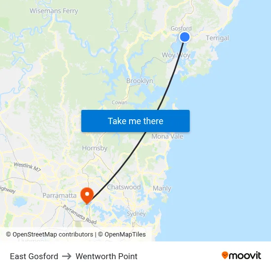 East Gosford to Wentworth Point map