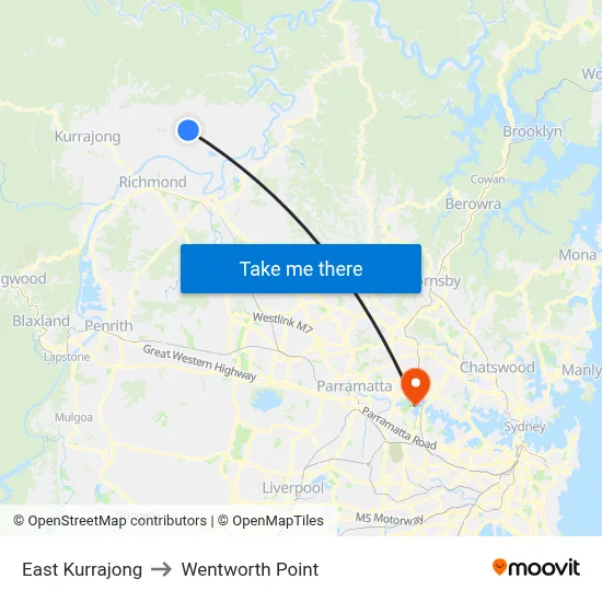 East Kurrajong to Wentworth Point map